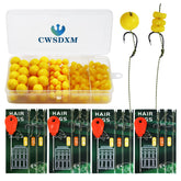 Carp fishing hair rigs kit – close-up of hair rigs and pre-tied hooks